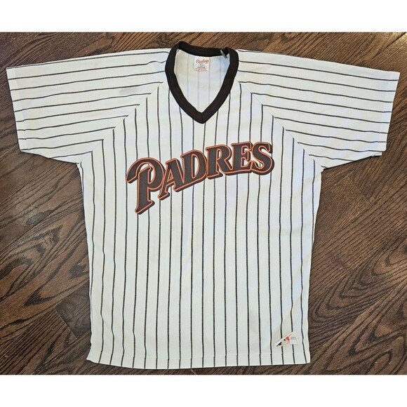 Rawlings Other - San Diego Padres Baseball Rawlings Pinstripe Single Stitched Shirt Men's L VTG
